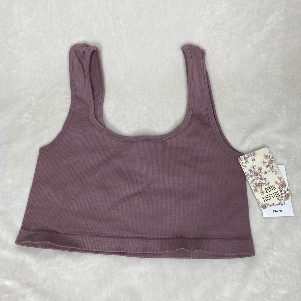 Pink Republic Purple Ribbed Crop Tank Top